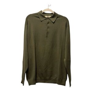 Tommy Bahama Olive Green Silk Blend Polo Sweater Size M Classic Pullover